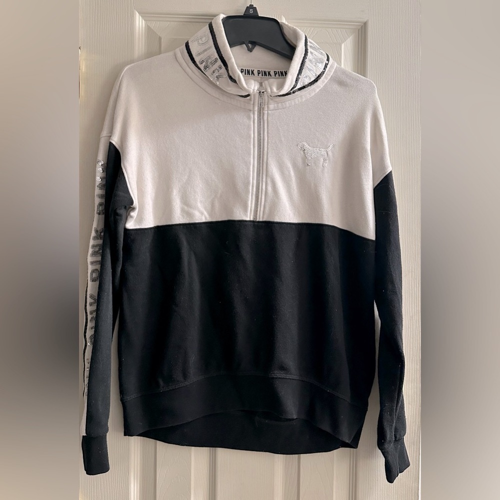 PINK Victoria's Secret Black and White Sweatshirt - Picture 1 of 5